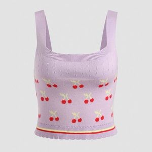 Cider Purple Cherry print Tank Top
